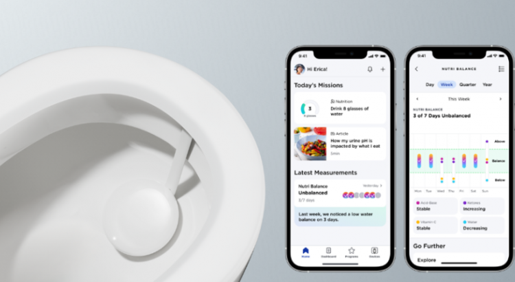 cuvette de toilettes avec écran d'application pour contrôle d'urine