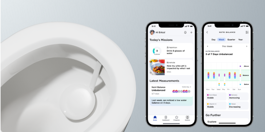 cuvette de toilettes avec écran d'application pour contrôle d'urine 
