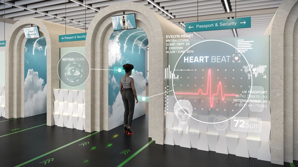 Terminal d’embarquement du futur avec detection de l’empreinte cardiaque 