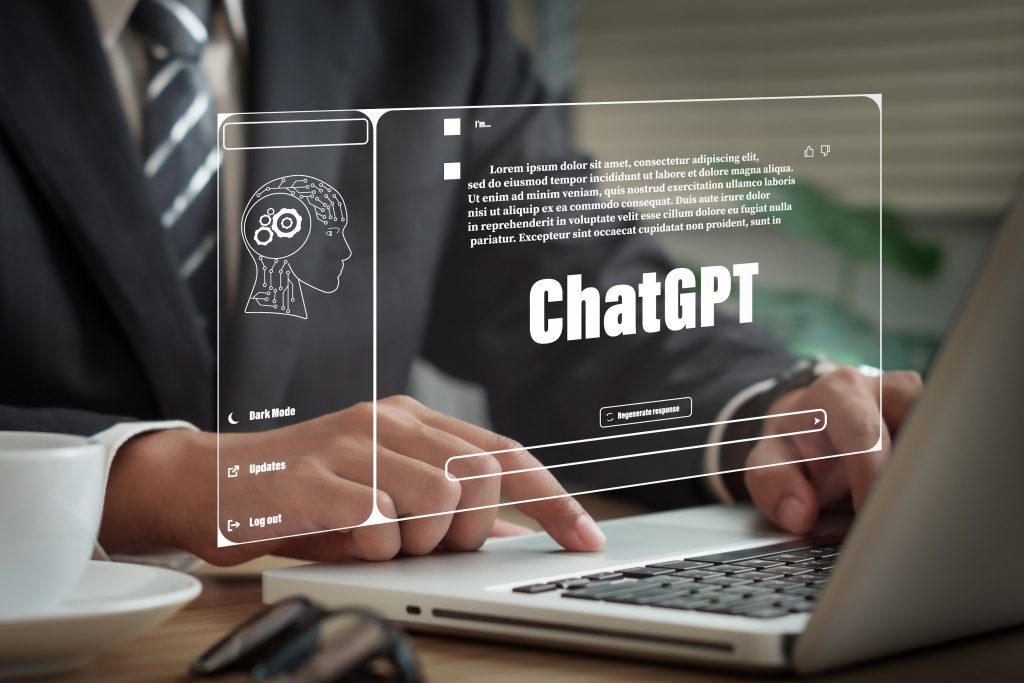 Interface de ChatGPT sur un écran transparent
